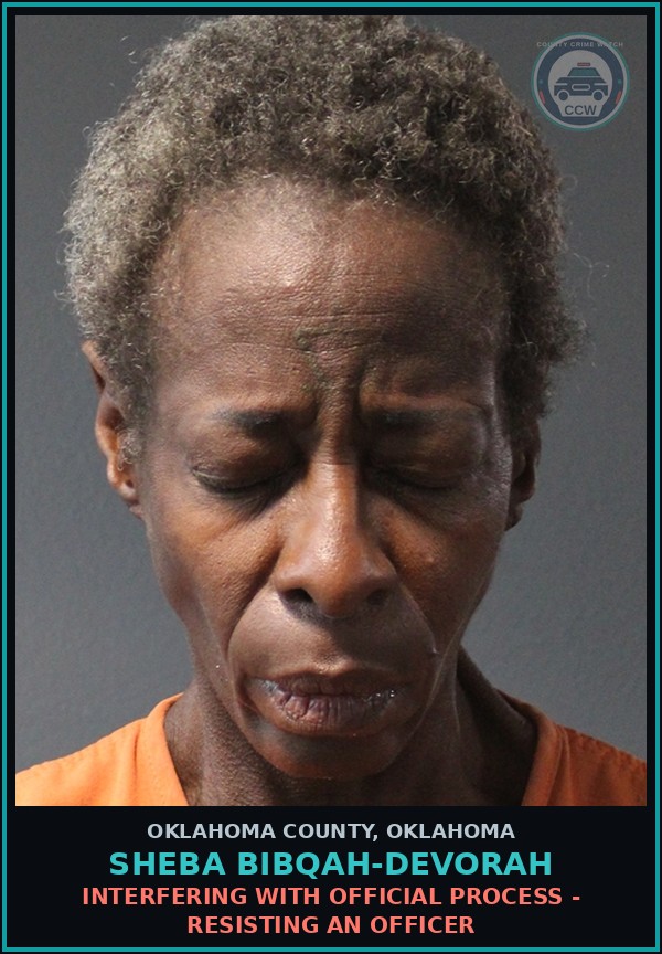 Booking mugshot of Sheba Bibqah-Devorah in Oklahoma County