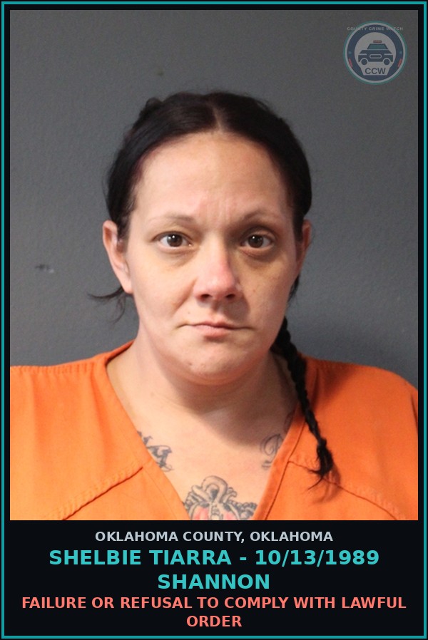 Booking mugshot of Shelbie Tiarra - 10/13/1989 Shannon in Oklahoma County
