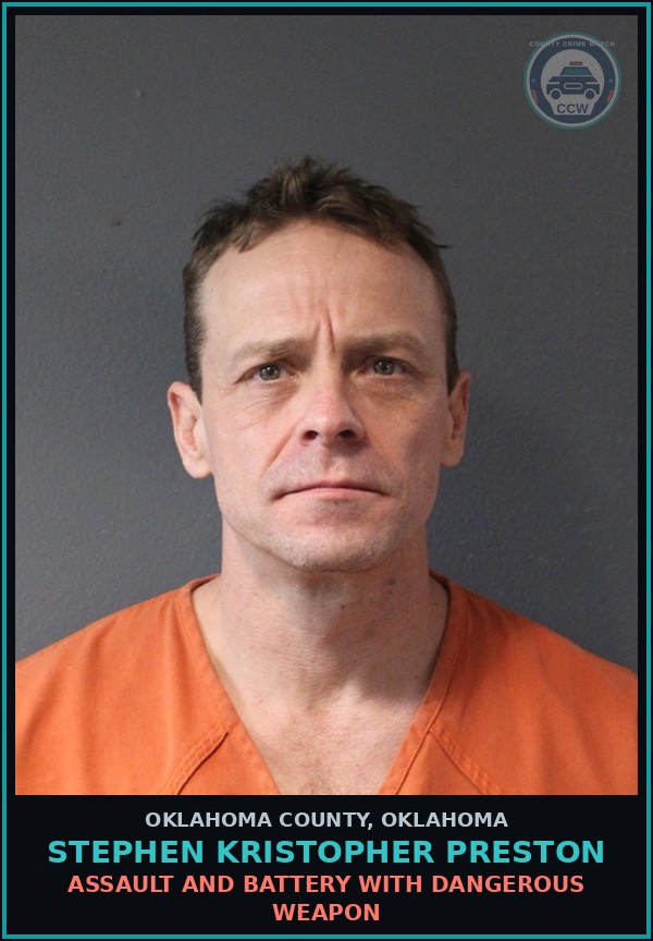 Booking mugshot of Stephen Kristopher Preston in Oklahoma County
