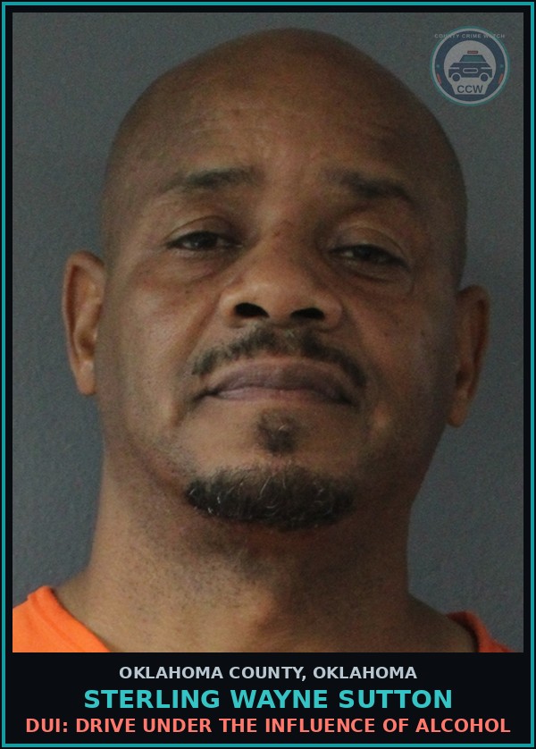 Booking mugshot of Sterling Wayne Sutton in Oklahoma County