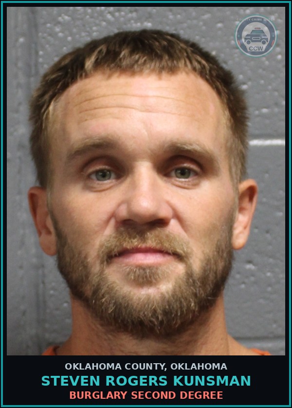 Booking mugshot of Steven Rogers Kunsman in Oklahoma County