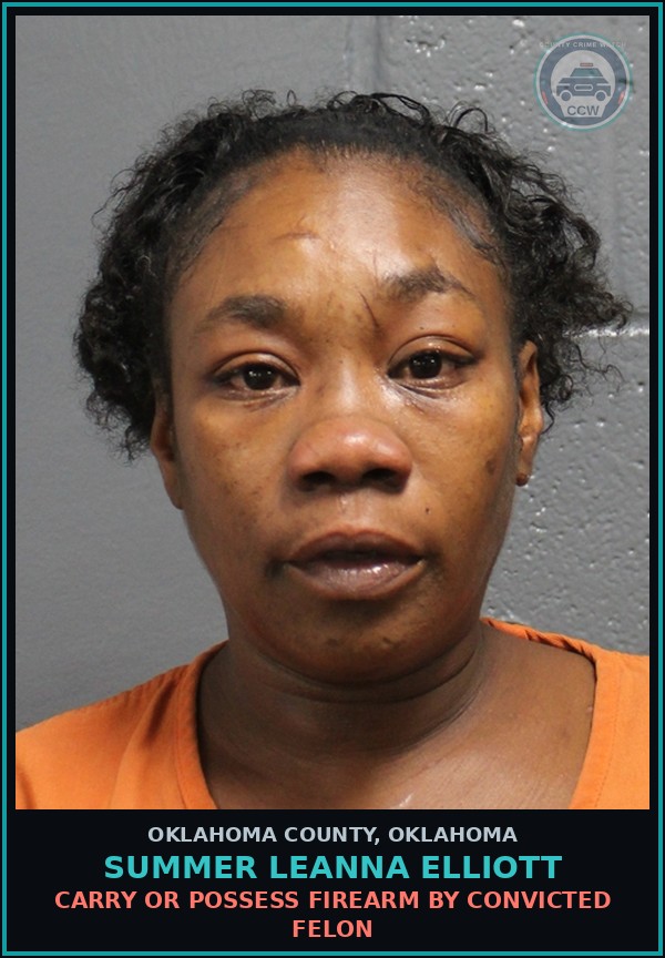 Booking mugshot of Summer Leanna Elliott in Oklahoma County