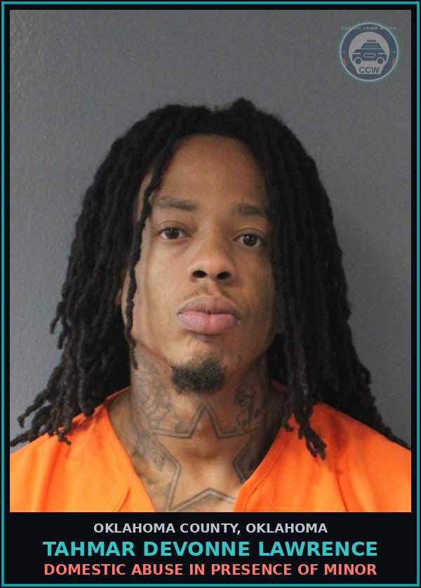 Booking mugshot of Tahmar Devonne Lawrence in Oklahoma County