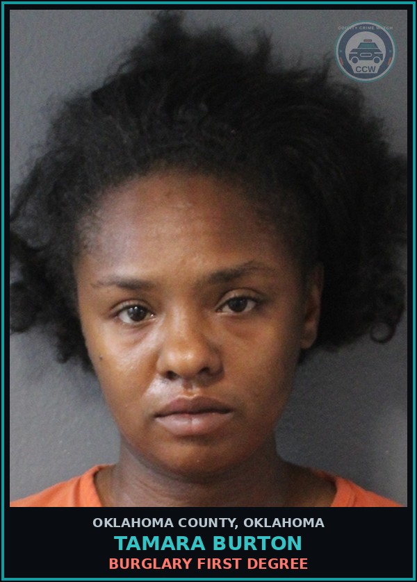 Booking mugshot of Tamara Burton in Oklahoma County