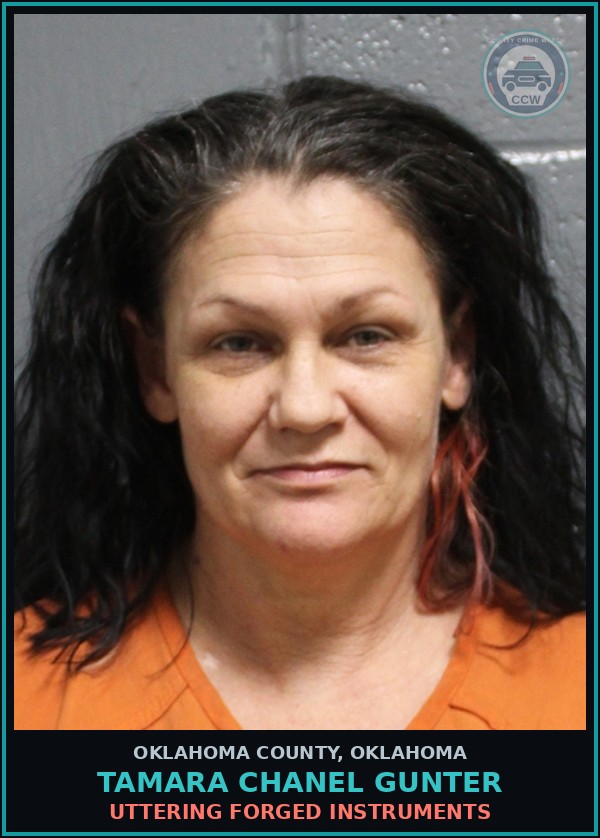 Booking mugshot of Tamara Chanel Gunter in Oklahoma County