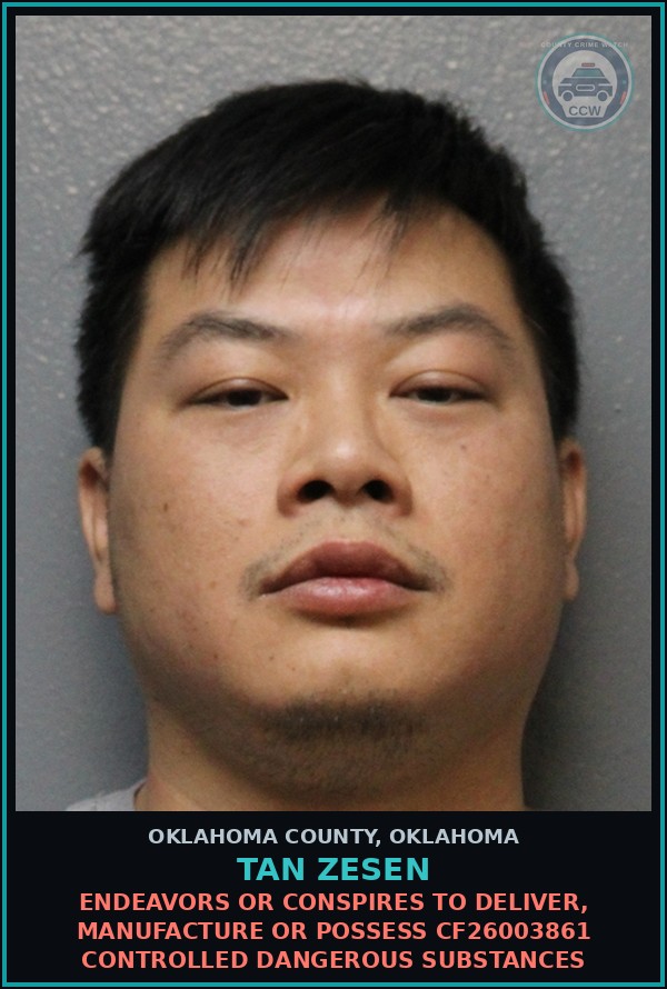 Booking mugshot of Tan Zesen in Oklahoma County