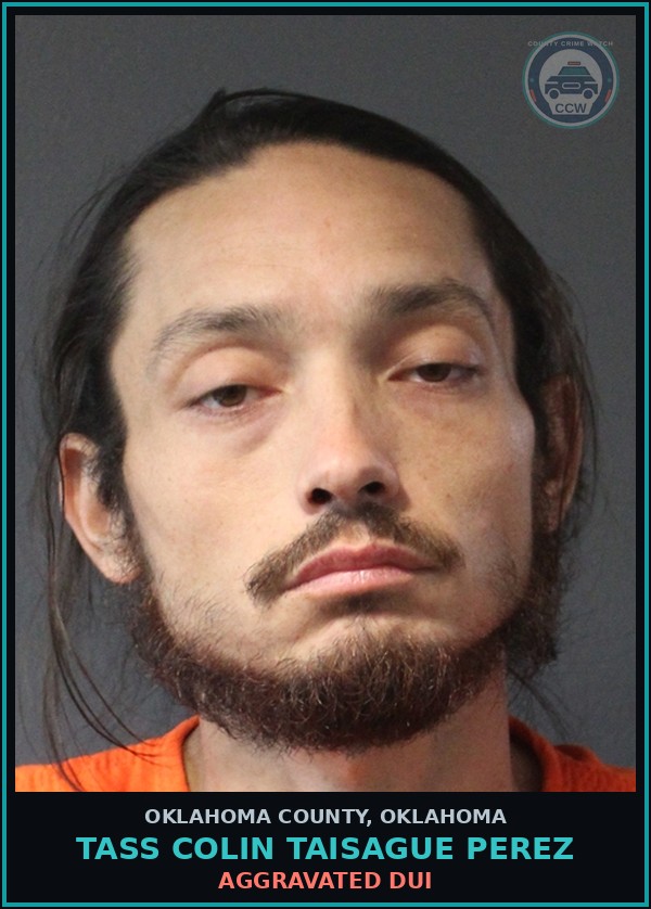 Booking mugshot of Tass Colin Taisague Perez in Oklahoma County