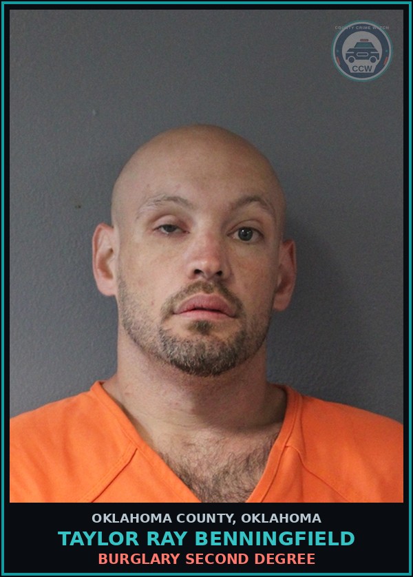 Booking mugshot of Taylor Ray Benningfield in Oklahoma County