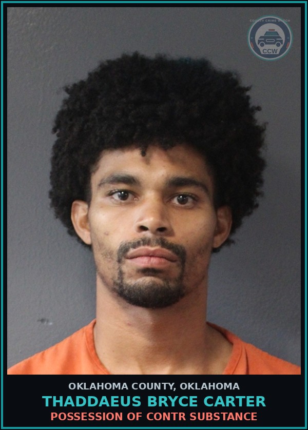 Booking mugshot of Thaddaeus Bryce Carter in Oklahoma County