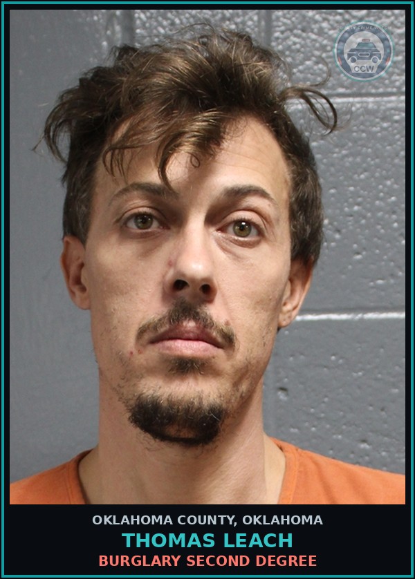Booking mugshot of Thomas Leach in Oklahoma County