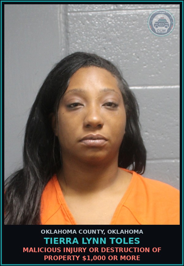 Booking mugshot of Tierra Lynn Toles in Oklahoma County
