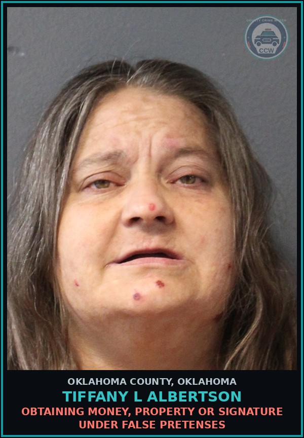 Booking mugshot of Tiffany L Albertson in Oklahoma County
