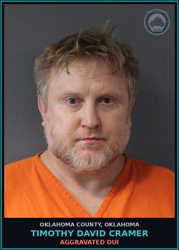 Booking mugshot of Timothy David Cramer in Oklahoma County