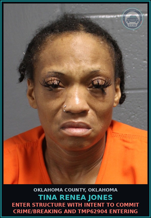 Booking mugshot of Tina Renea Jones in Oklahoma County