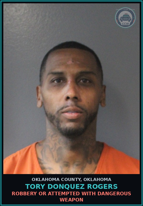 Booking mugshot of Tory Donquez Rogers in Oklahoma County