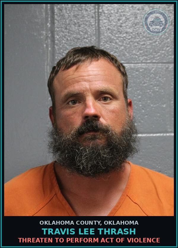 Booking mugshot of Travis Lee Thrash in Oklahoma County