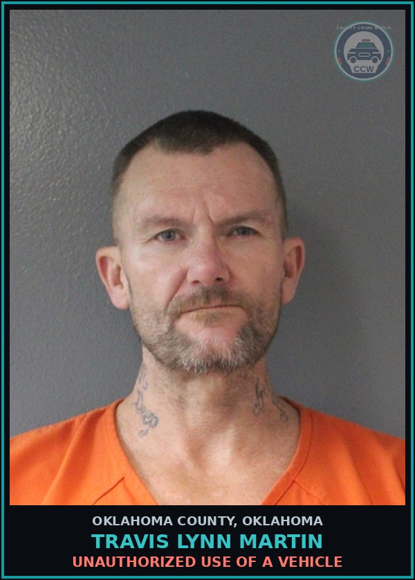 Booking mugshot of Travis Lynn Martin in Oklahoma County