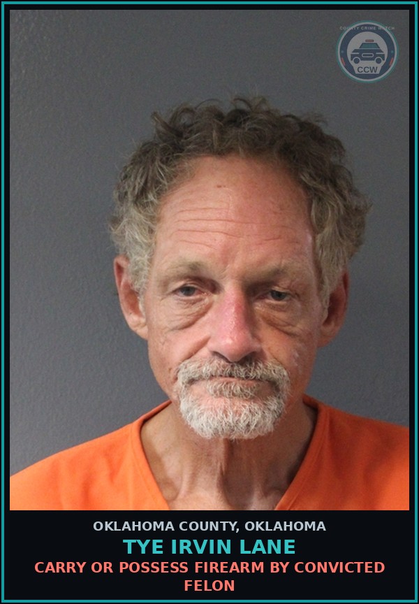Booking mugshot of Tye Irvin Lane in Oklahoma County