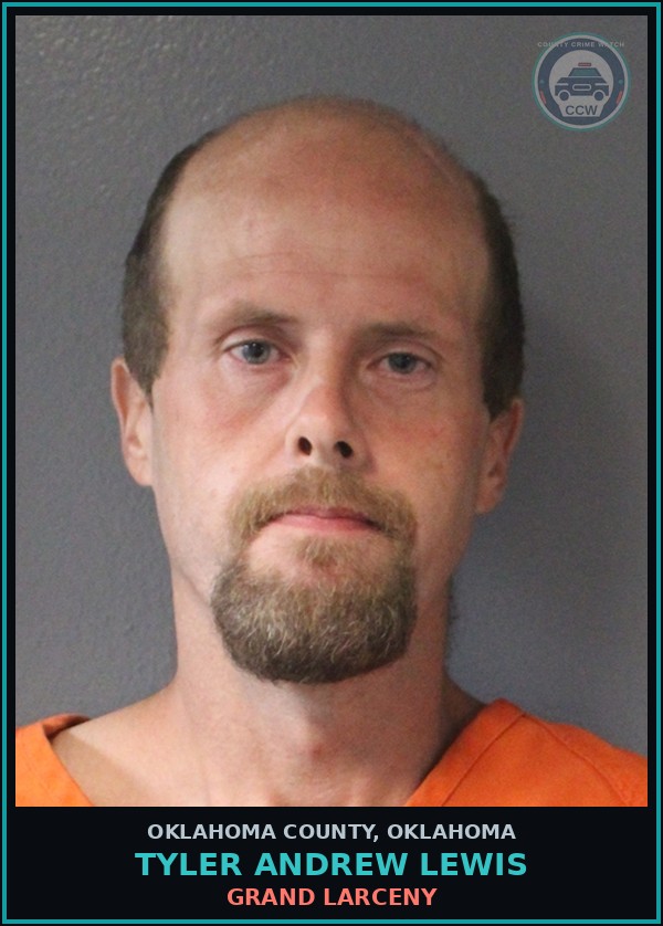 Booking mugshot of Tyler Andrew Lewis in Oklahoma County