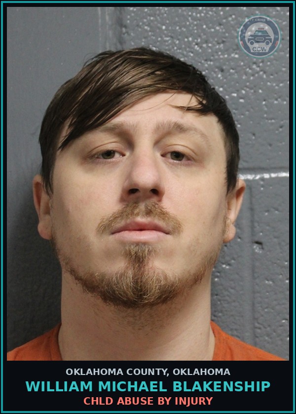 Booking mugshot of William Michael Blakenship in Oklahoma County