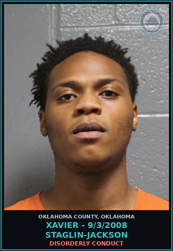 Booking mugshot of Xavier - 9/3/2008 Staglin-Jackson in Oklahoma County