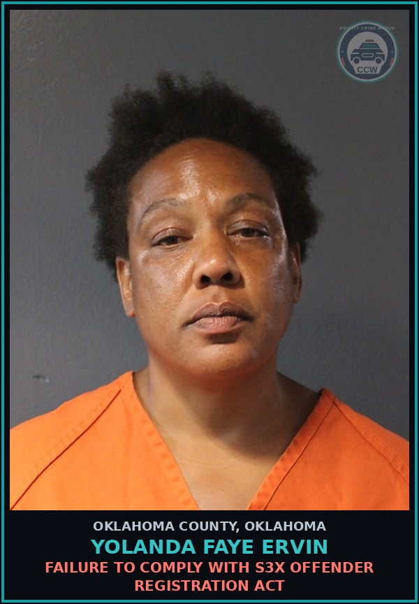 Booking mugshot of Yolanda Faye Ervin in Oklahoma County