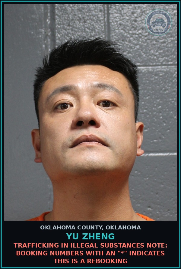 Booking mugshot of Yu Zheng in Oklahoma County