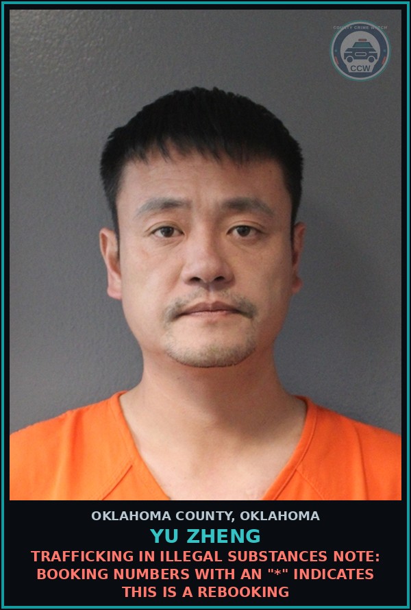 Booking mugshot of Yu Zheng in Oklahoma County