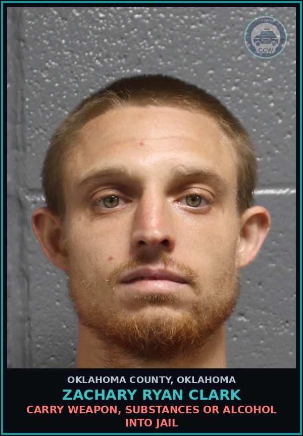 Booking mugshot of Zachary Ryan Clark in Oklahoma County