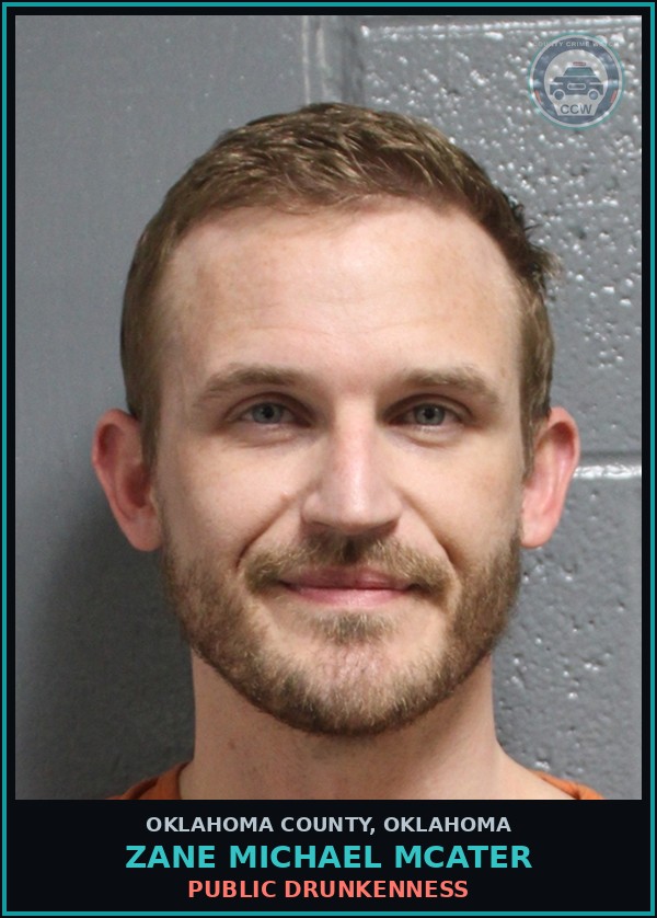 Booking mugshot of Zane Michael Mcater in Oklahoma County