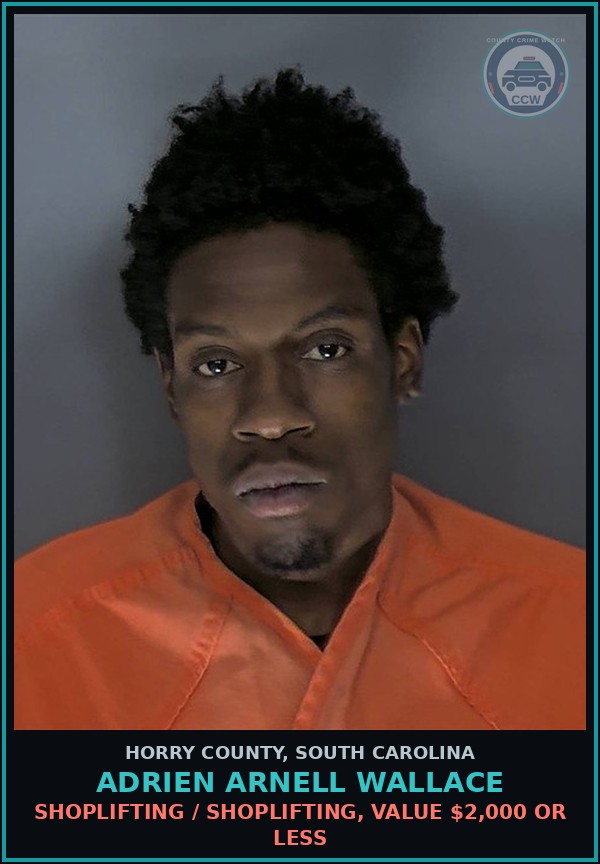 Booking mugshot of Adrien Arnell Wallace in Horry County