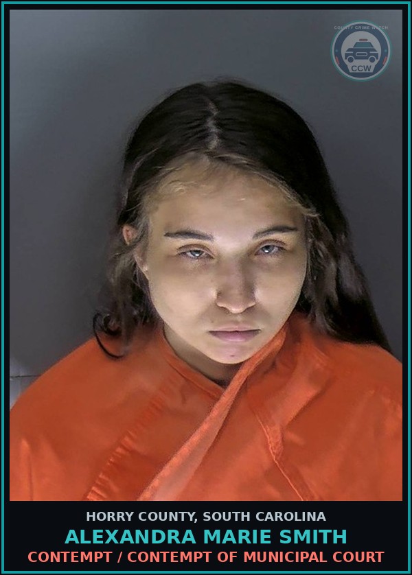 Booking mugshot of Alexandra Marie Smith in Horry County