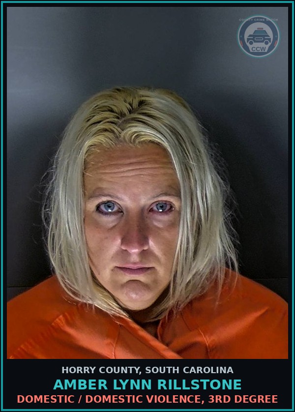 Booking mugshot of Amber Lynn Rillstone in Horry County