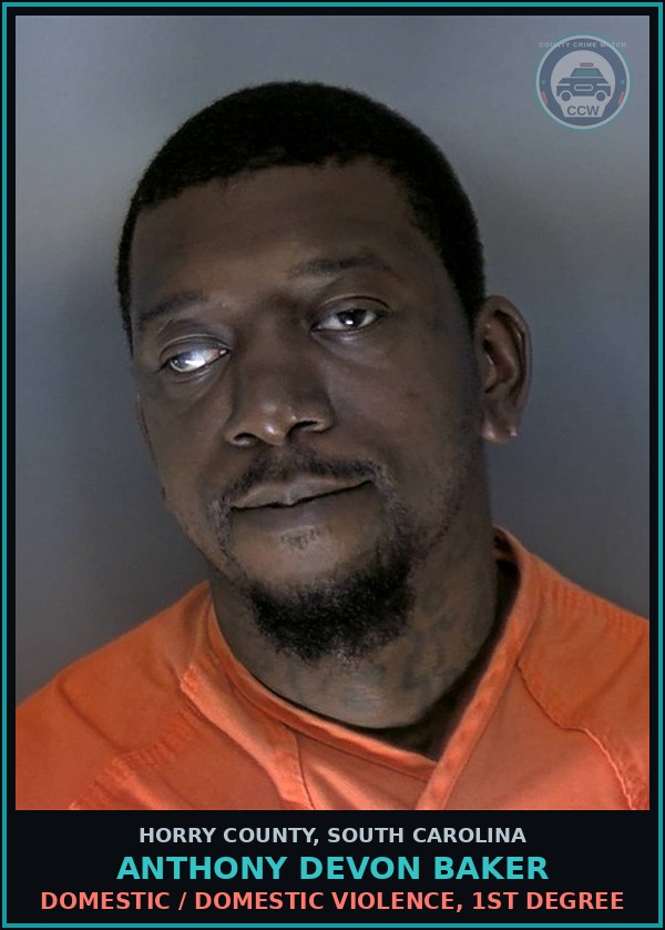 Booking mugshot of Anthony Devon Baker in Horry County