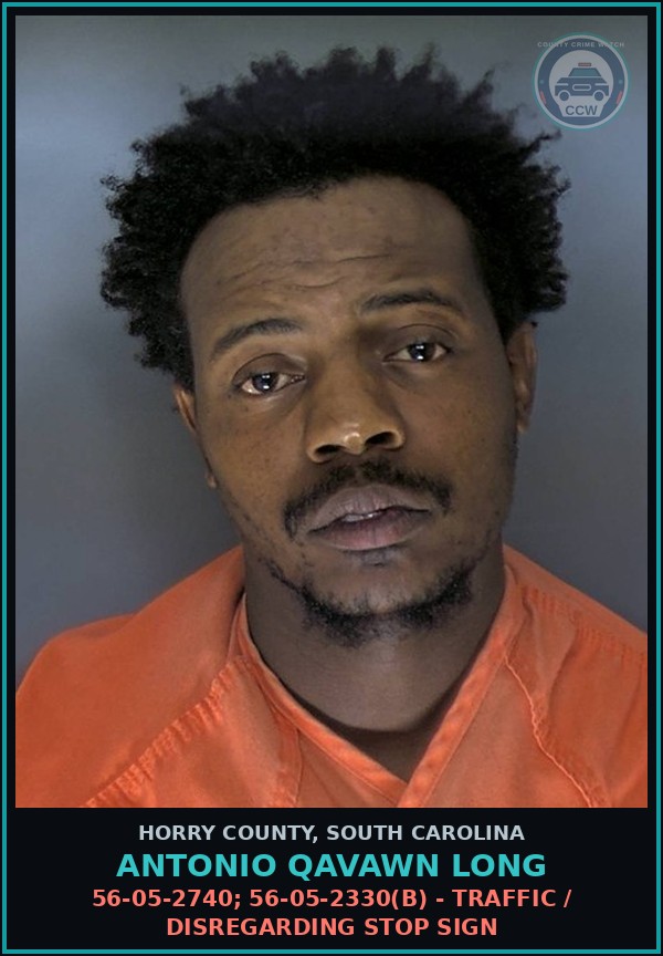 Booking mugshot of Antonio Qavawn Long in Horry County