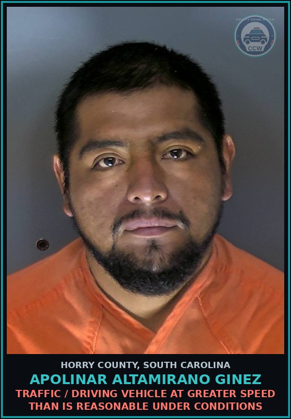 Booking mugshot of Apolinar Altamirano Ginez in Horry County