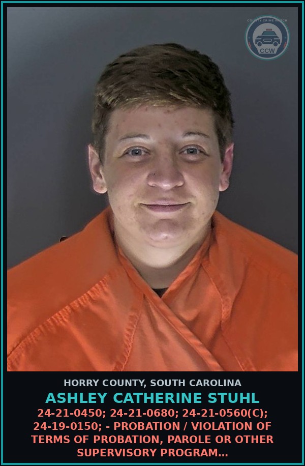 Booking mugshot of Ashley Catherine Stuhl in Horry County