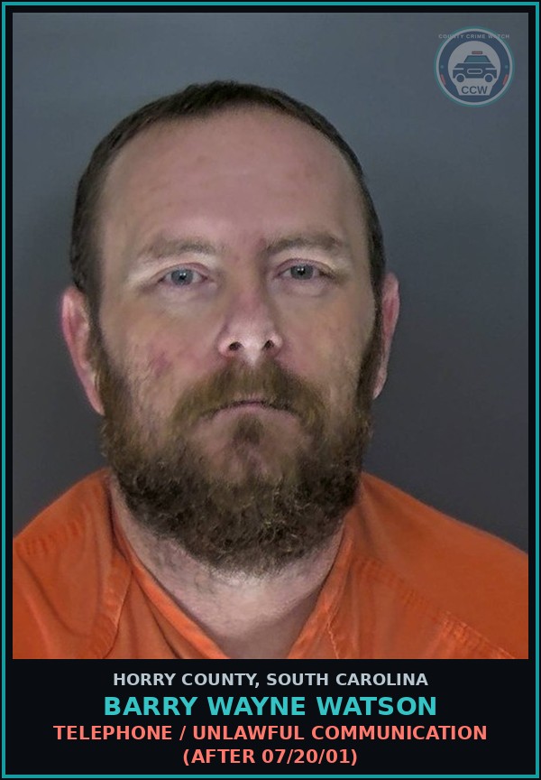 Booking mugshot of Barry Wayne Watson in Horry County