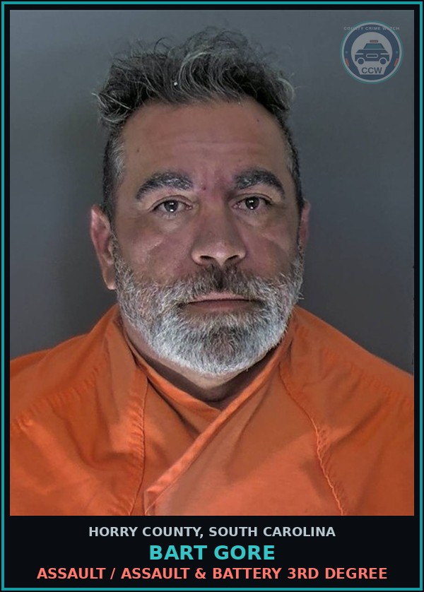 Booking mugshot of Bart Gore in Horry County