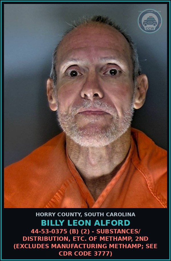 Booking mugshot of Billy Leon Alford in Horry County