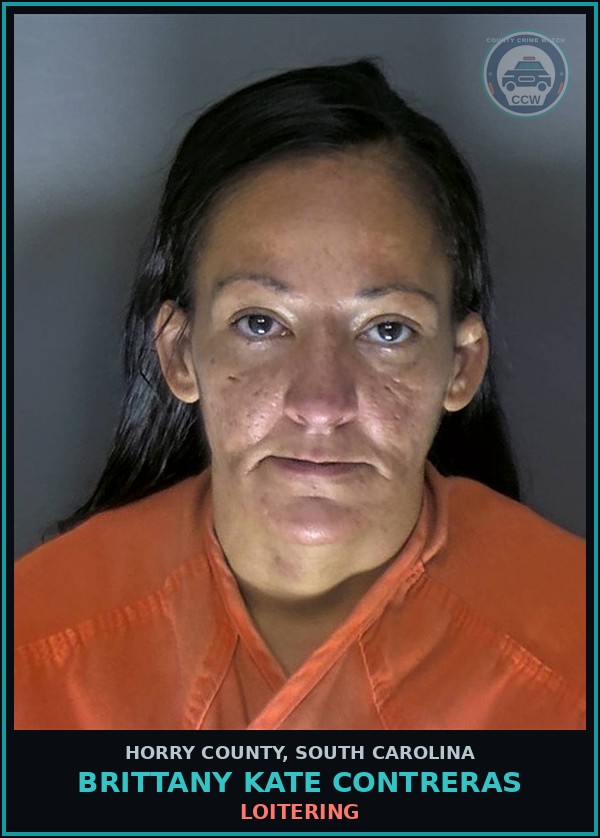 Booking mugshot of Brittany Kate Contreras in Horry County