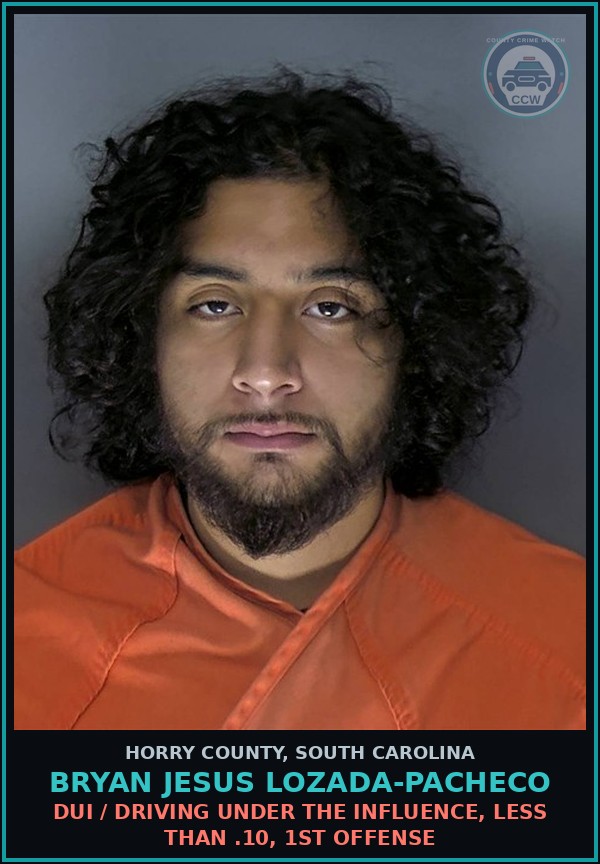 Booking mugshot of Bryan Jesus Lozada-Pacheco in Horry County