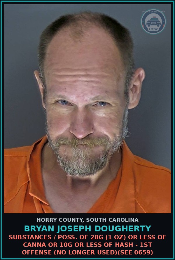 Booking mugshot of Bryan Joseph Dougherty in Horry County