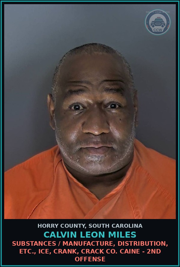 Booking mugshot of Calvin Leon Miles in Horry County