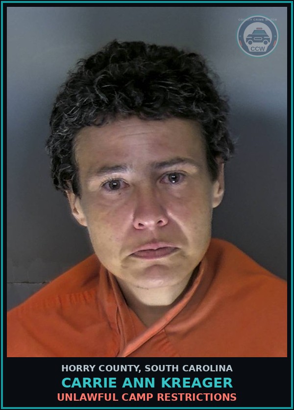 Booking mugshot of Carrie Ann Kreager in Horry County