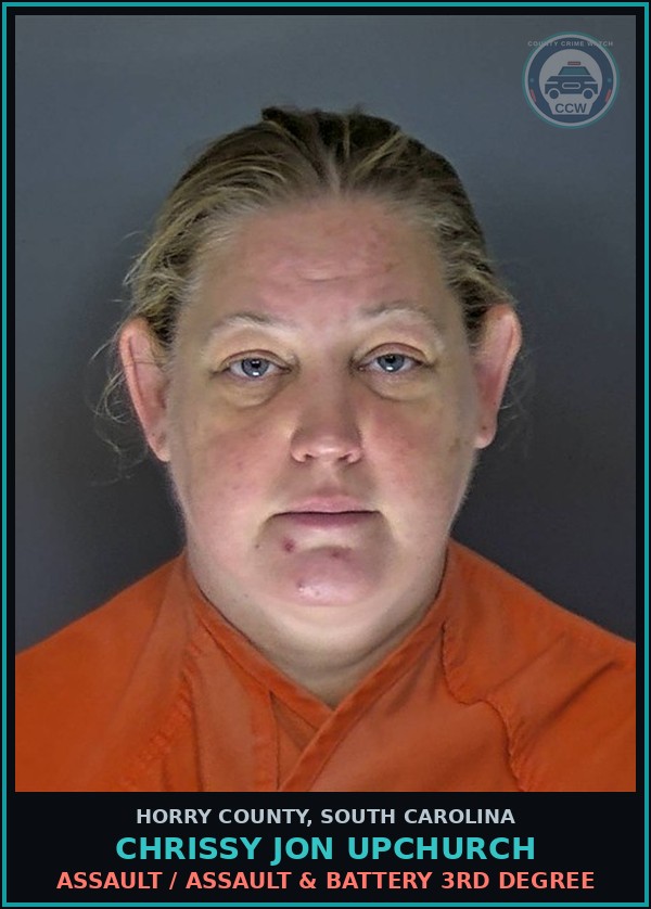 Booking mugshot of Chrissy Jon Upchurch in Horry County