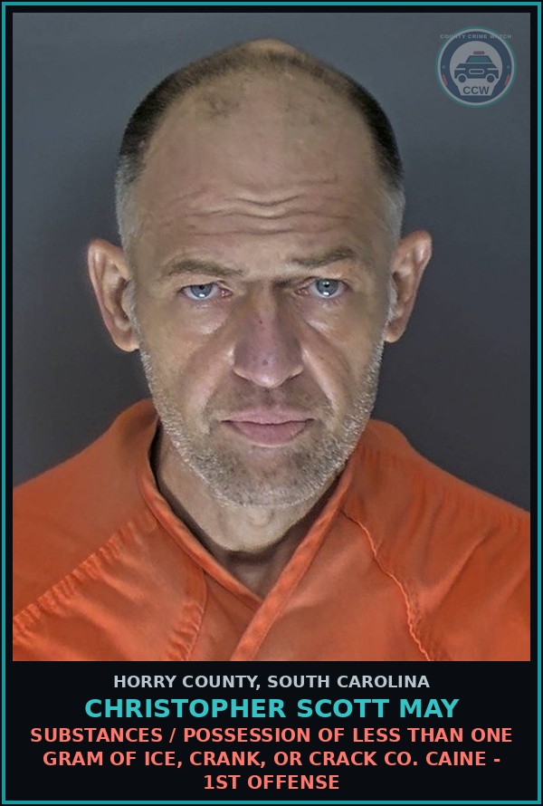 Booking mugshot of Christopher Scott May in Horry County