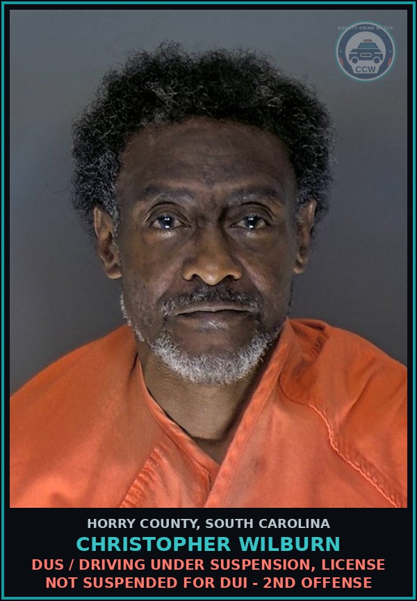 Booking mugshot of Christopher Wilburn in Horry County