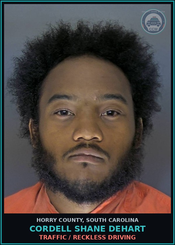 Booking mugshot of Cordell Shane Dehart in Horry County