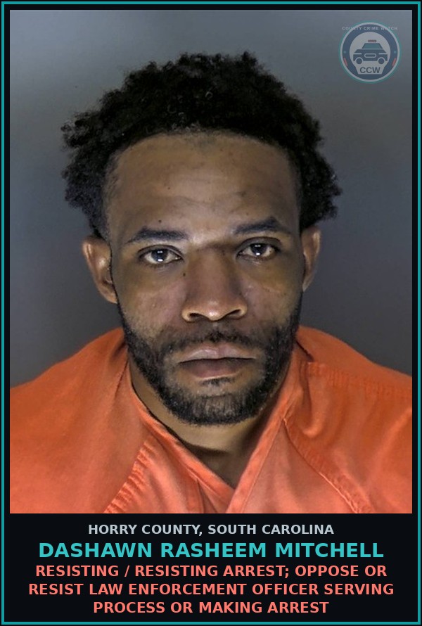 Booking mugshot of Dashawn Rasheem Mitchell in Horry County